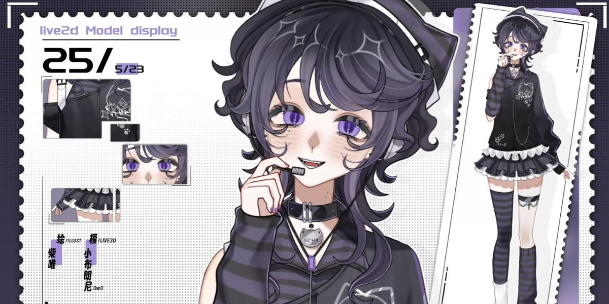 Mari Fujiki Live2D Vtuber Model – Gothic Rocker, Full Body Rig