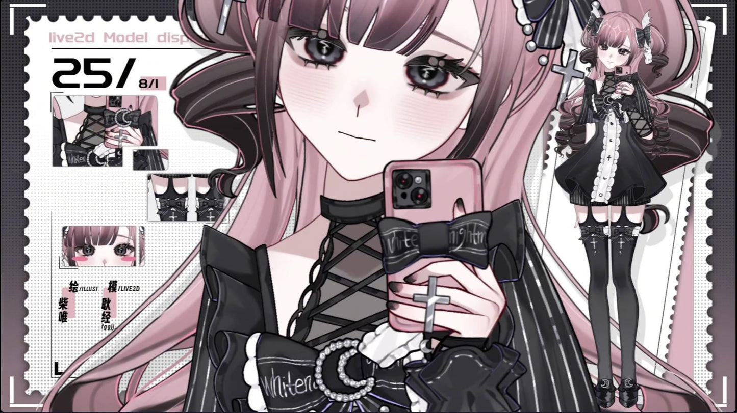 Shira Nightmare - live2d Vtuber Model | commercial use | ready to use | full body | Vtube Studio| ready for steaming