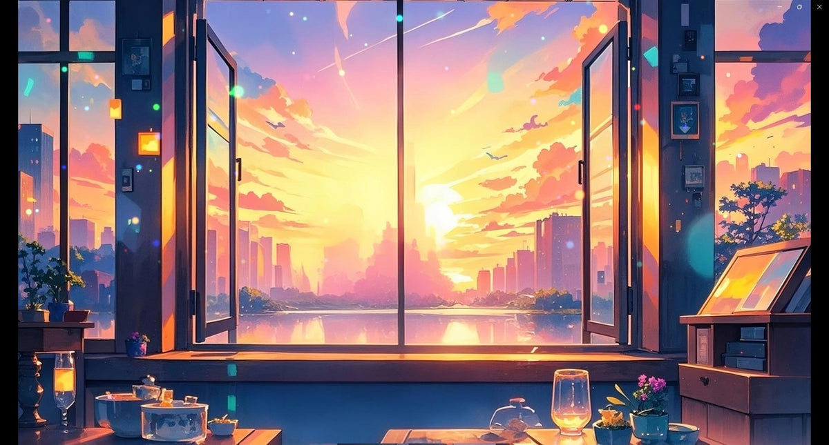 2K VTuber Animated Background – Summer Sunset Cityscape (Looping MP4)