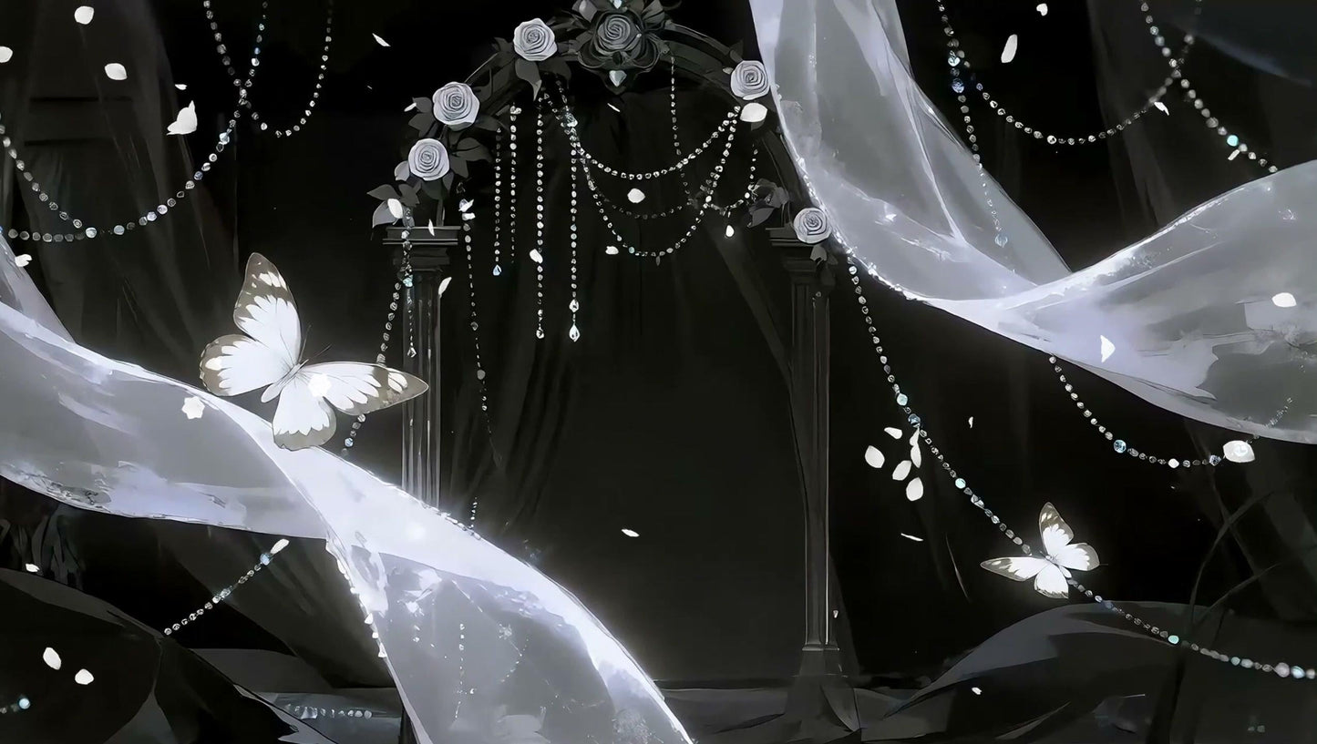 Gothic Butterfly Arch – Animated VTuber Background Set | 1440p QHD Loop Videos | Gothic / Elegant / Ethereal