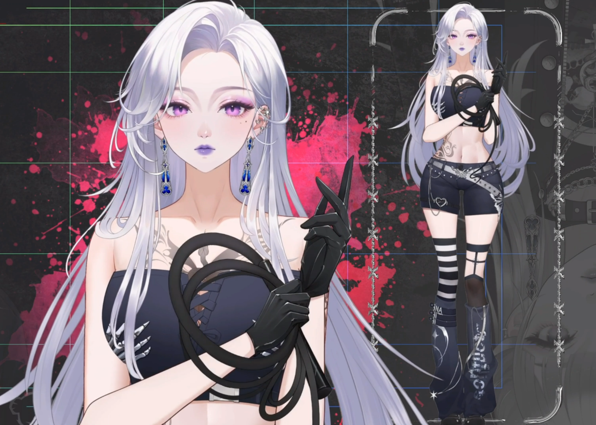 Nyx Noir Live2D Vtuber Model – Gothic Style, Full Body Rig
