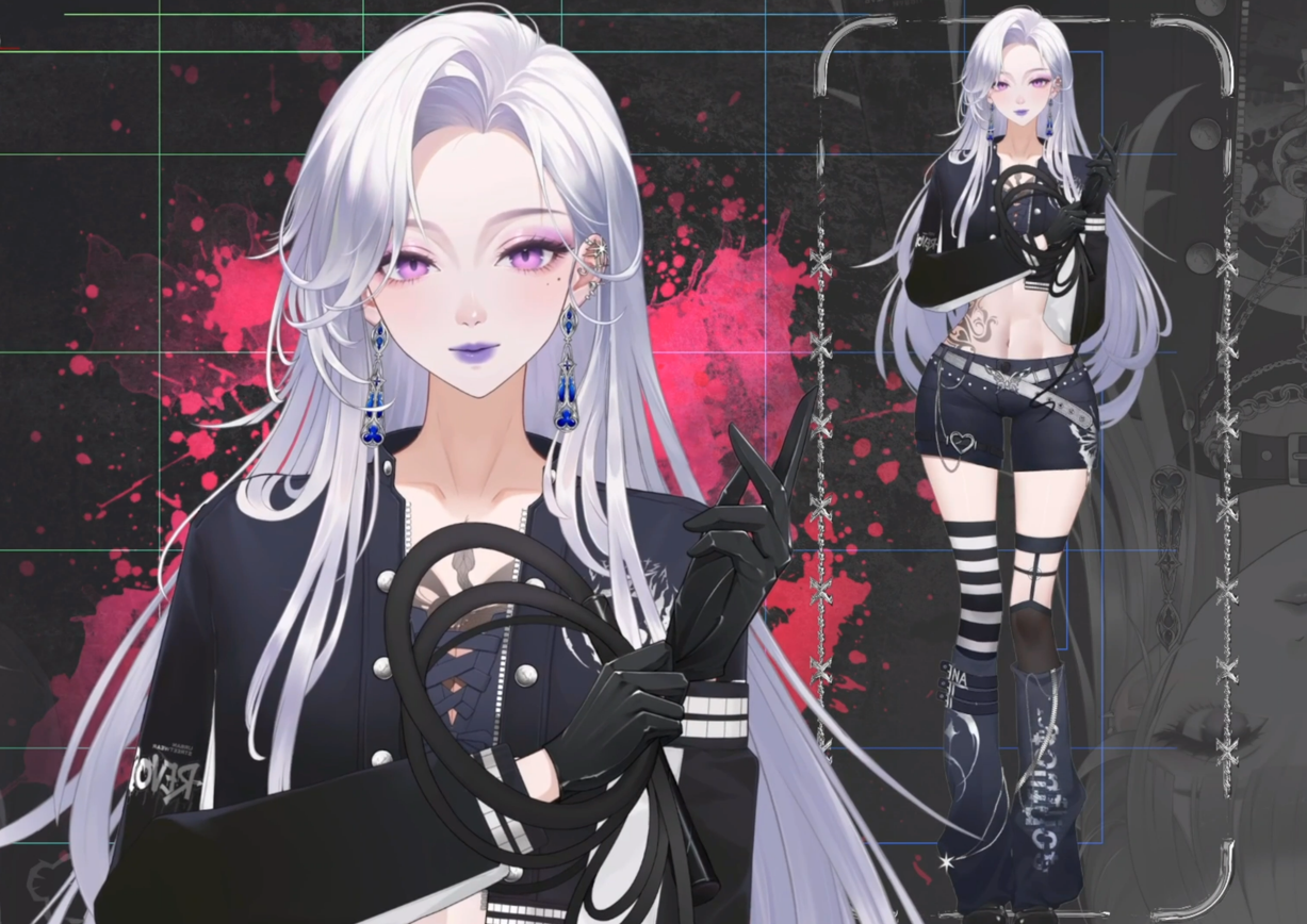 Nyx Noir Live2D Vtuber Model – Gothic Style, Full Body Rig
