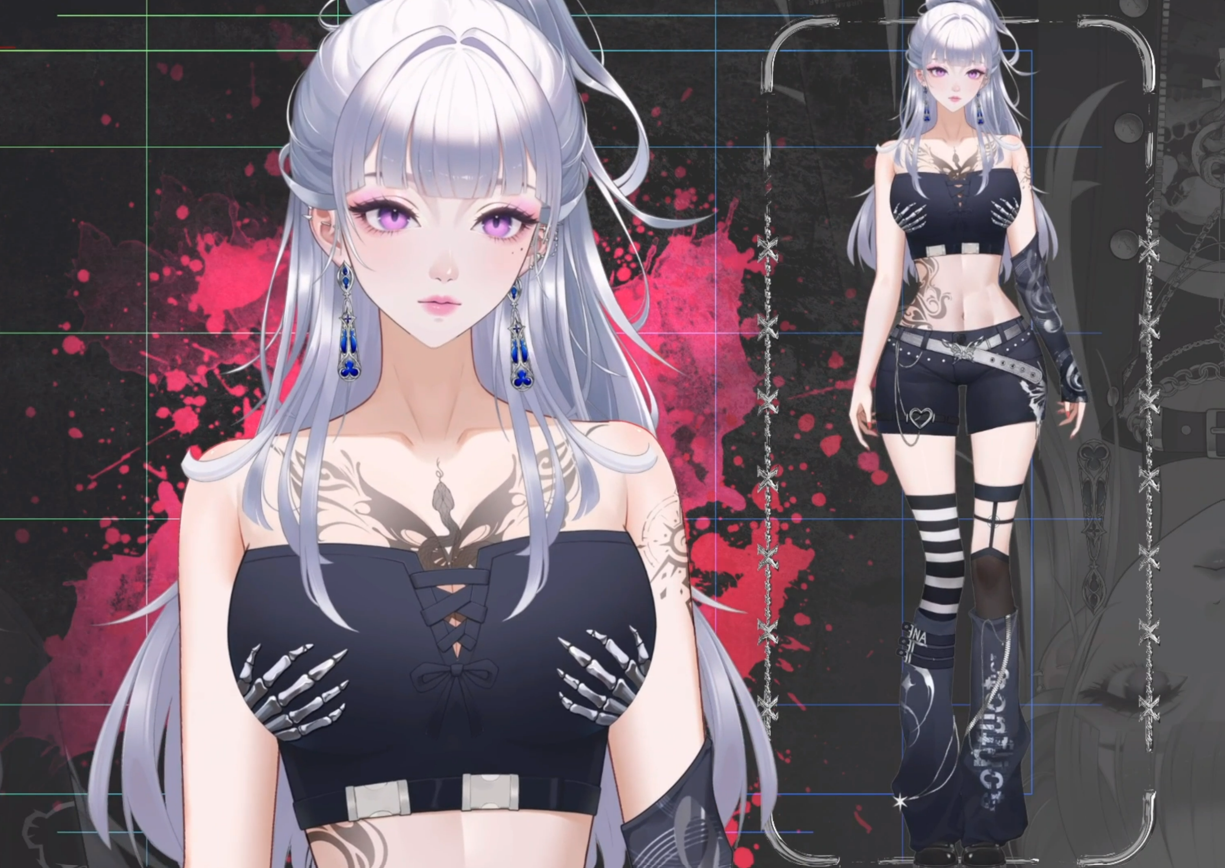 Nyx Noir Live2D Vtuber Model – Gothic Style, Full Body Rig