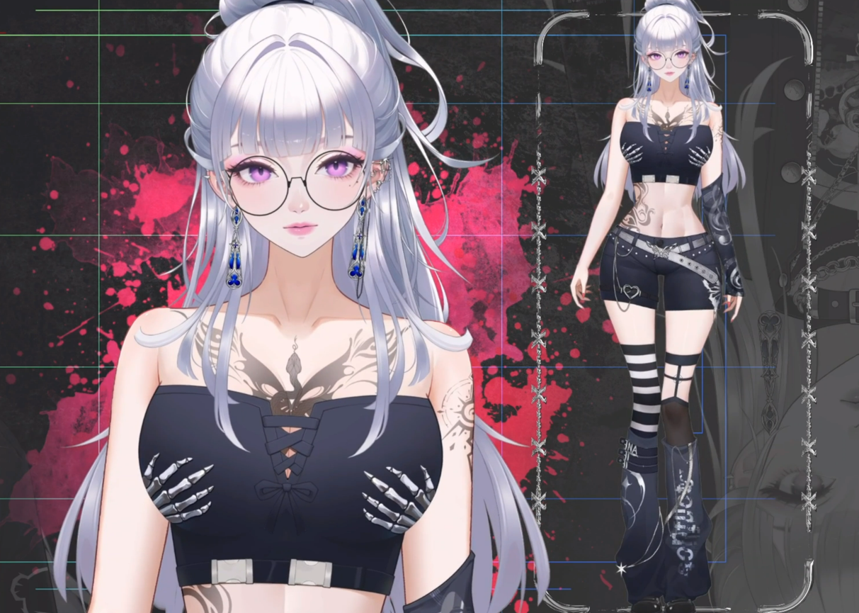 Nyx Noir Live2D Vtuber Model – Gothic Style, Full Body Rig