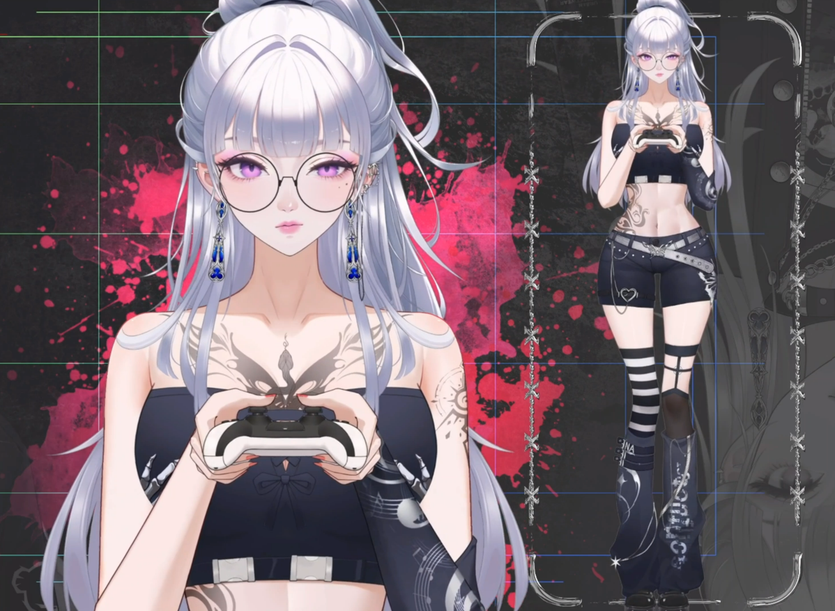Nyx Noir Live2D Vtuber Model – Gothic Style, Full Body Rig