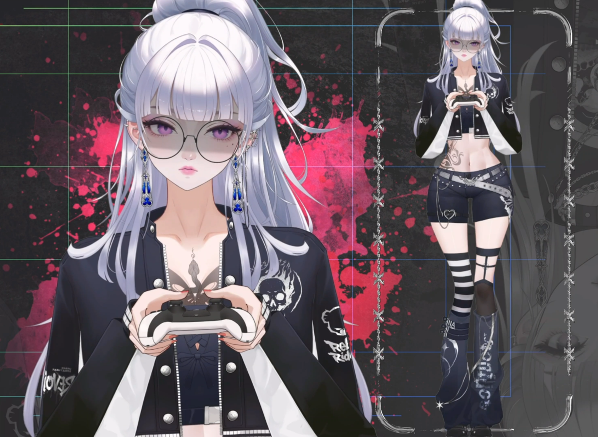 Nyx Noir Live2D Vtuber Model – Gothic Style, Full Body Rig