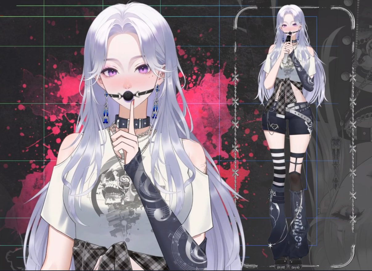 Nyx Noir Live2D Vtuber Model – Gothic Style, Full Body Rig