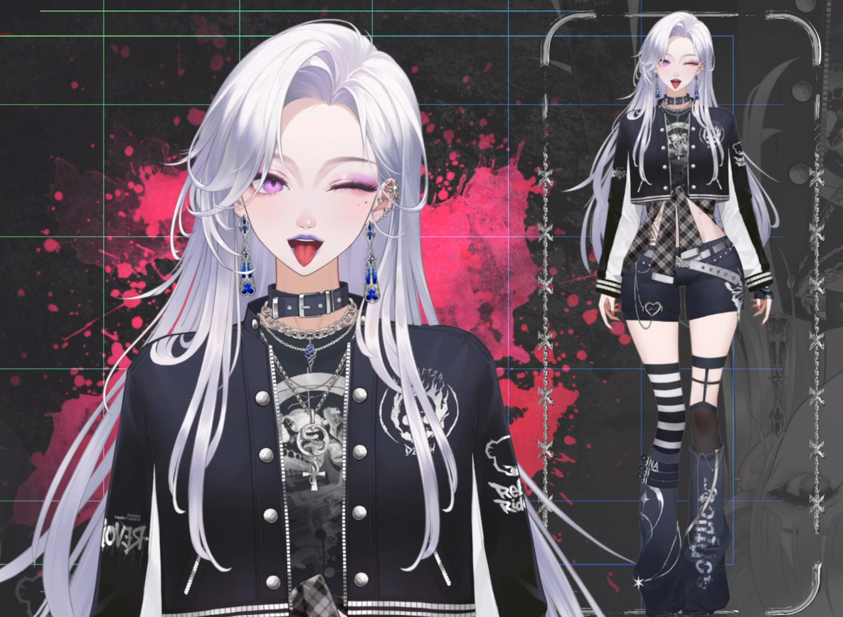 Nyx Noir Live2D Vtuber Model – Gothic Style, Full Body Rig