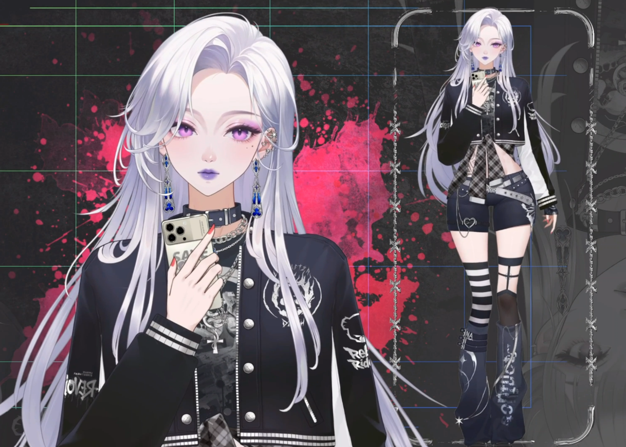 Nyx Noir Live2D Vtuber Model – Gothic Style, Full Body Rig