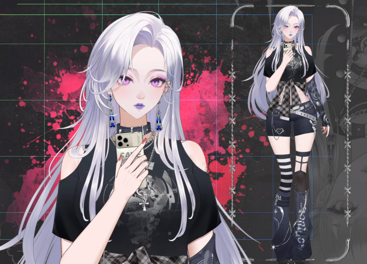 Nyx Noir Live2D Vtuber Model – Gothic Style, Full Body Rig