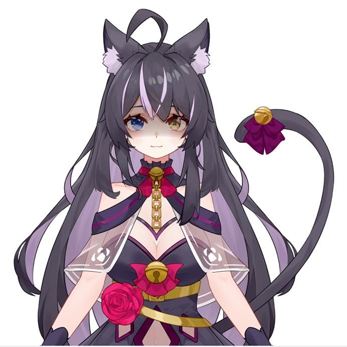 Black cat girl VTuber Model | Full Body Live2D Design for Streamers | Commercial Use