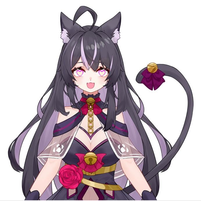 Black cat girl VTuber Model | Full Body Live2D Design for Streamers | Commercial Use
