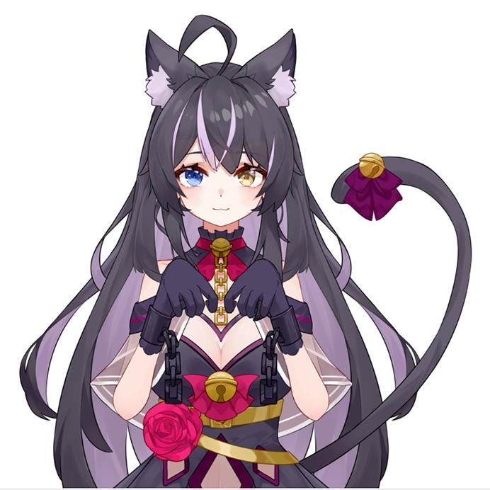 Black cat girl VTuber Model | Full Body Live2D Design for Streamers | Commercial Use