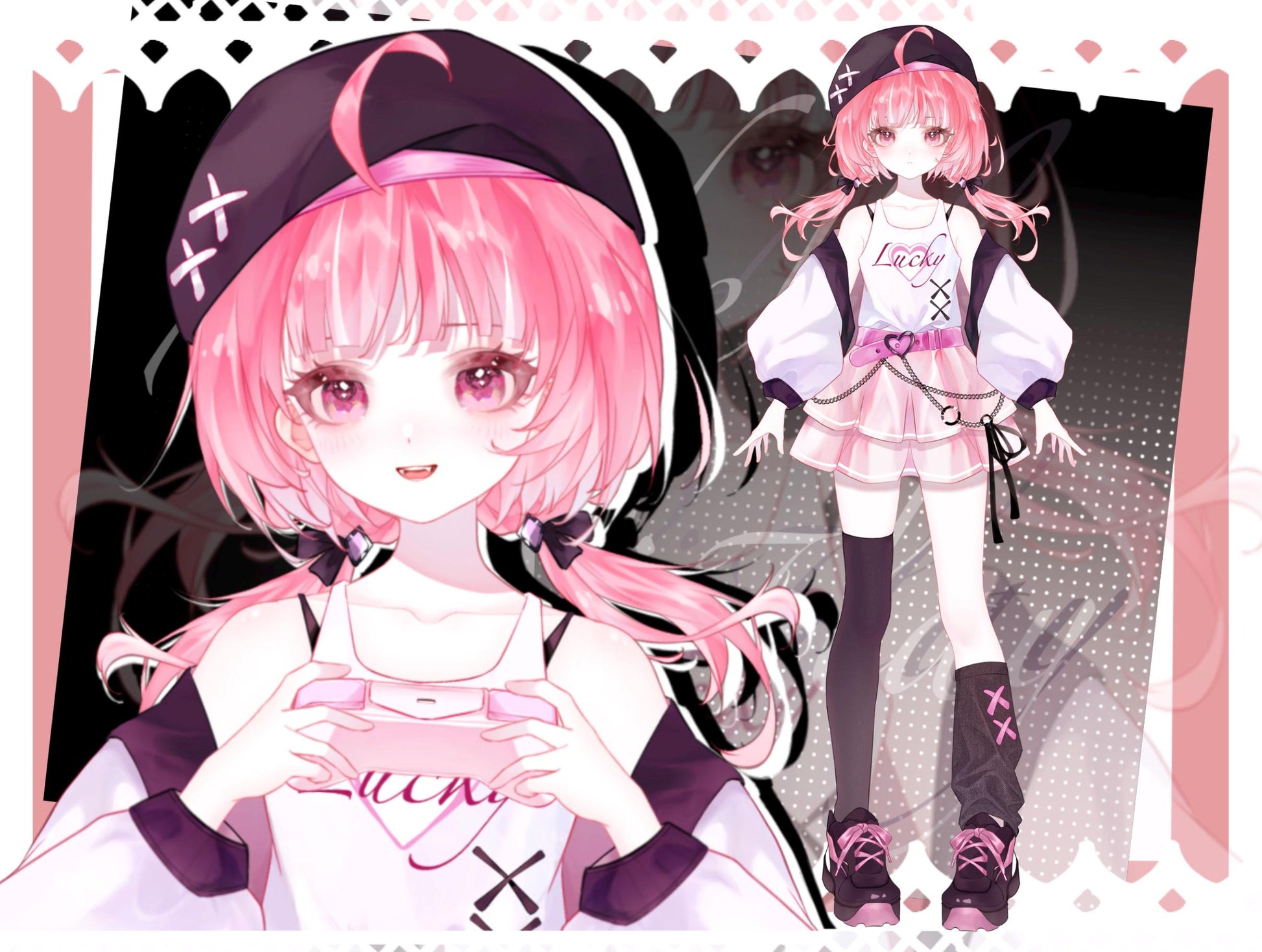 Pink Hair Vtuber Model – Live2D, Fully Rigged for Vtube Studio