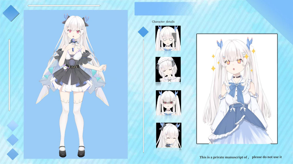 Blue-Themed VTuber Model – Fully Rigged, Ready to Stream