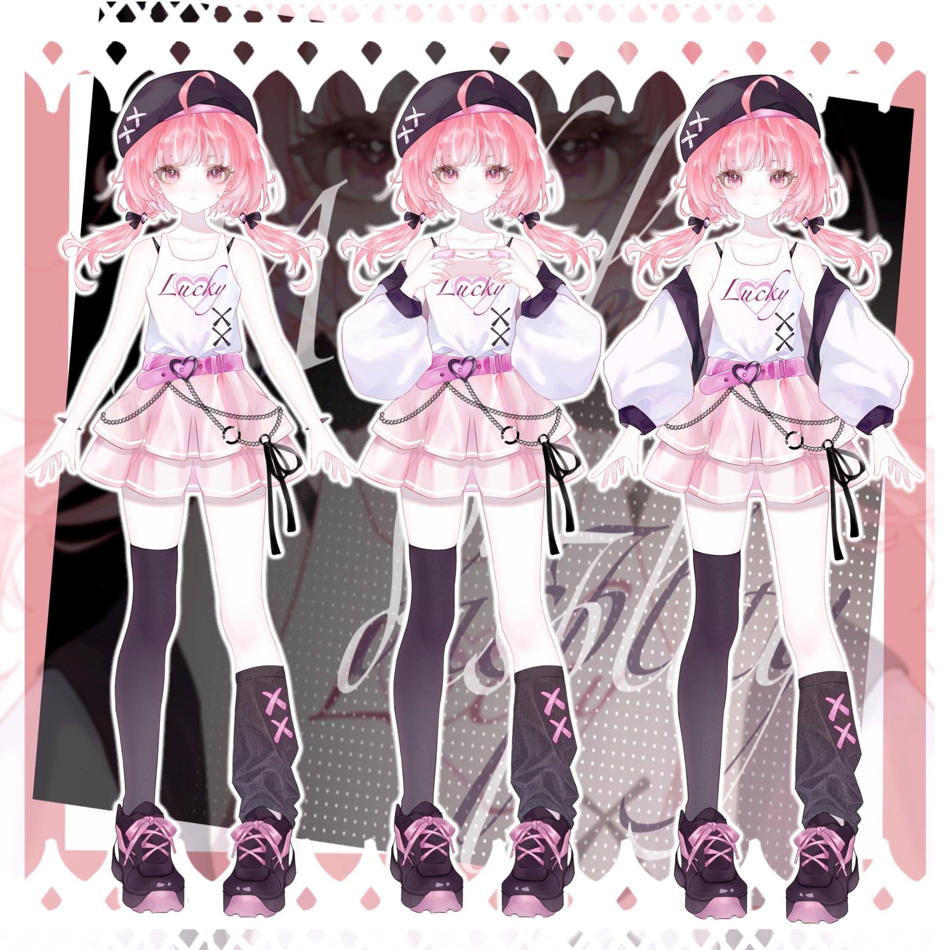 Pink Hair Vtuber Model – Live2D, Fully Rigged for Vtube Studio