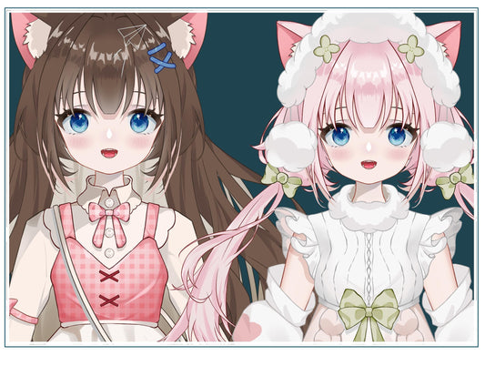 Cat-Eared Loli Vtuber Model – Ready-to-Use, Full Body, 2 Outfit Sets