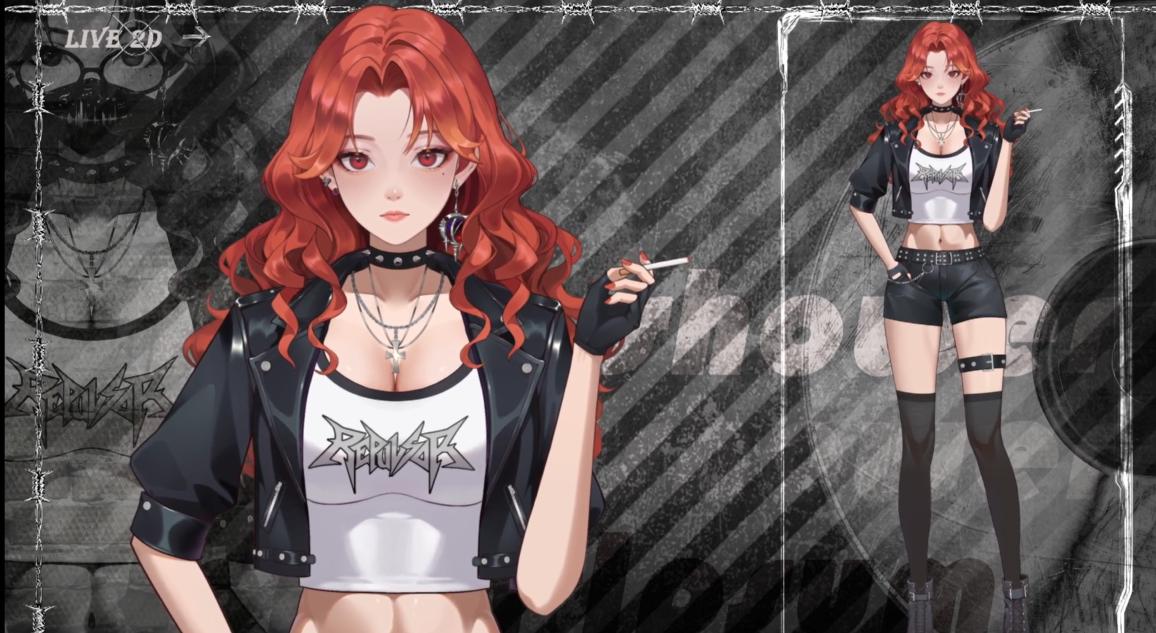 Crimson Rockstar Live2D VTuber Model – Ready to Stream