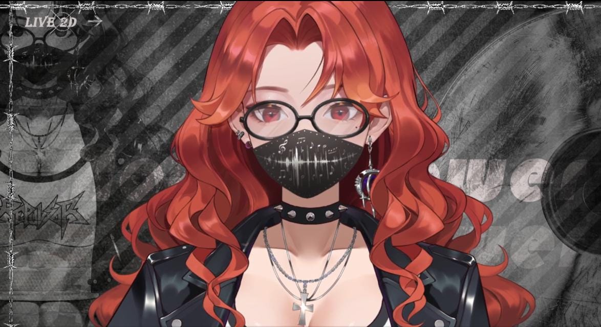 Crimson Rockstar Live2D VTuber Model – Ready to Stream