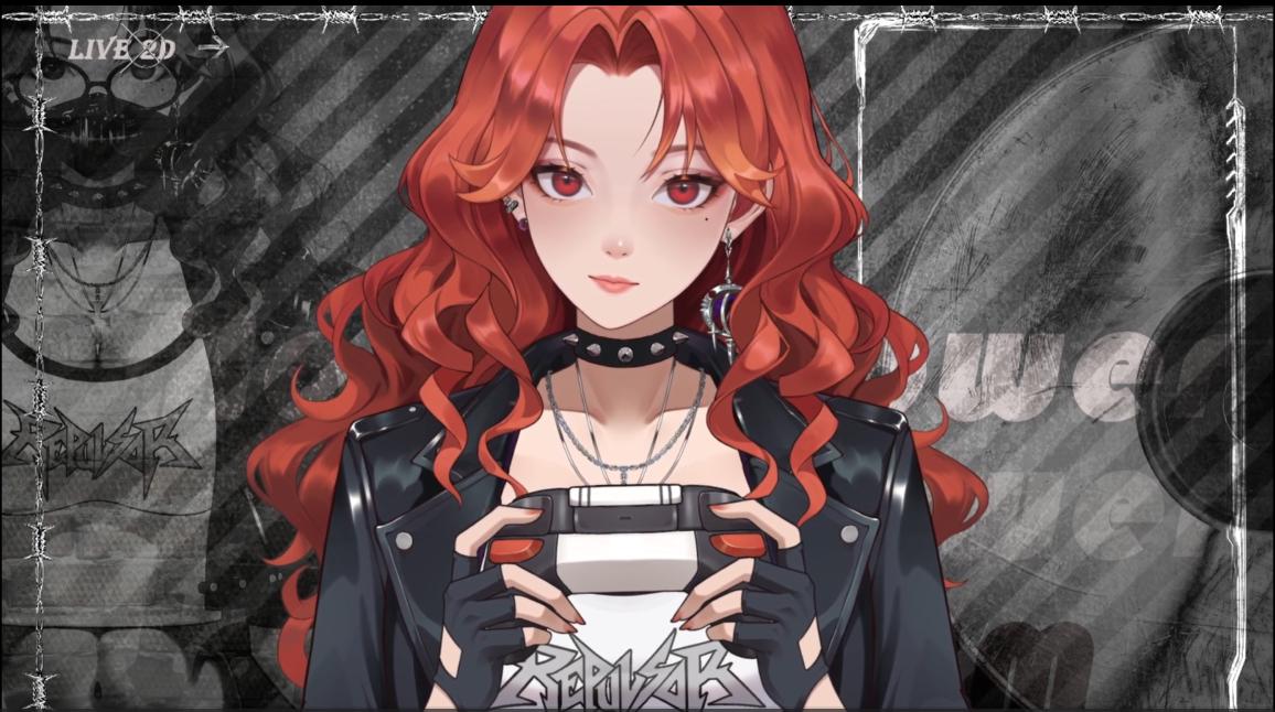 Crimson Rockstar Live2D VTuber Model – Ready to Stream