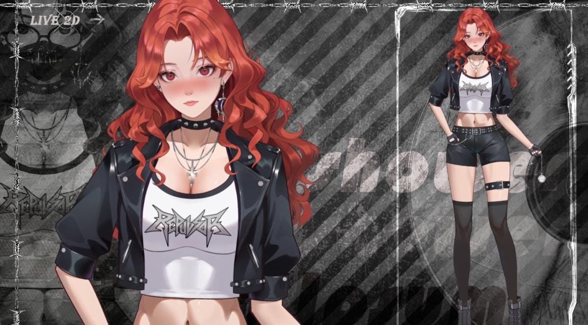 Crimson Rockstar Live2D VTuber Model – Ready to Stream