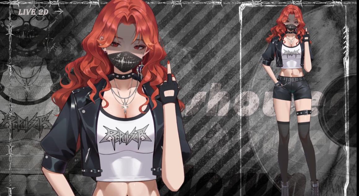 Crimson Rockstar Live2D VTuber Model – Ready to Stream