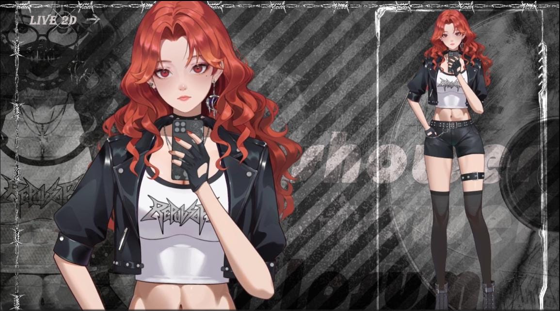 Crimson Rockstar Live2D VTuber Model – Ready to Stream