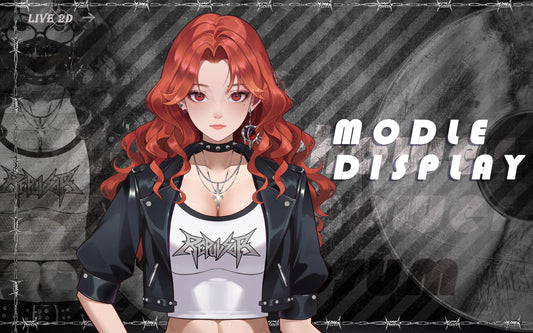 Crimson Rockstar Live2D VTuber Model – Ready to Stream