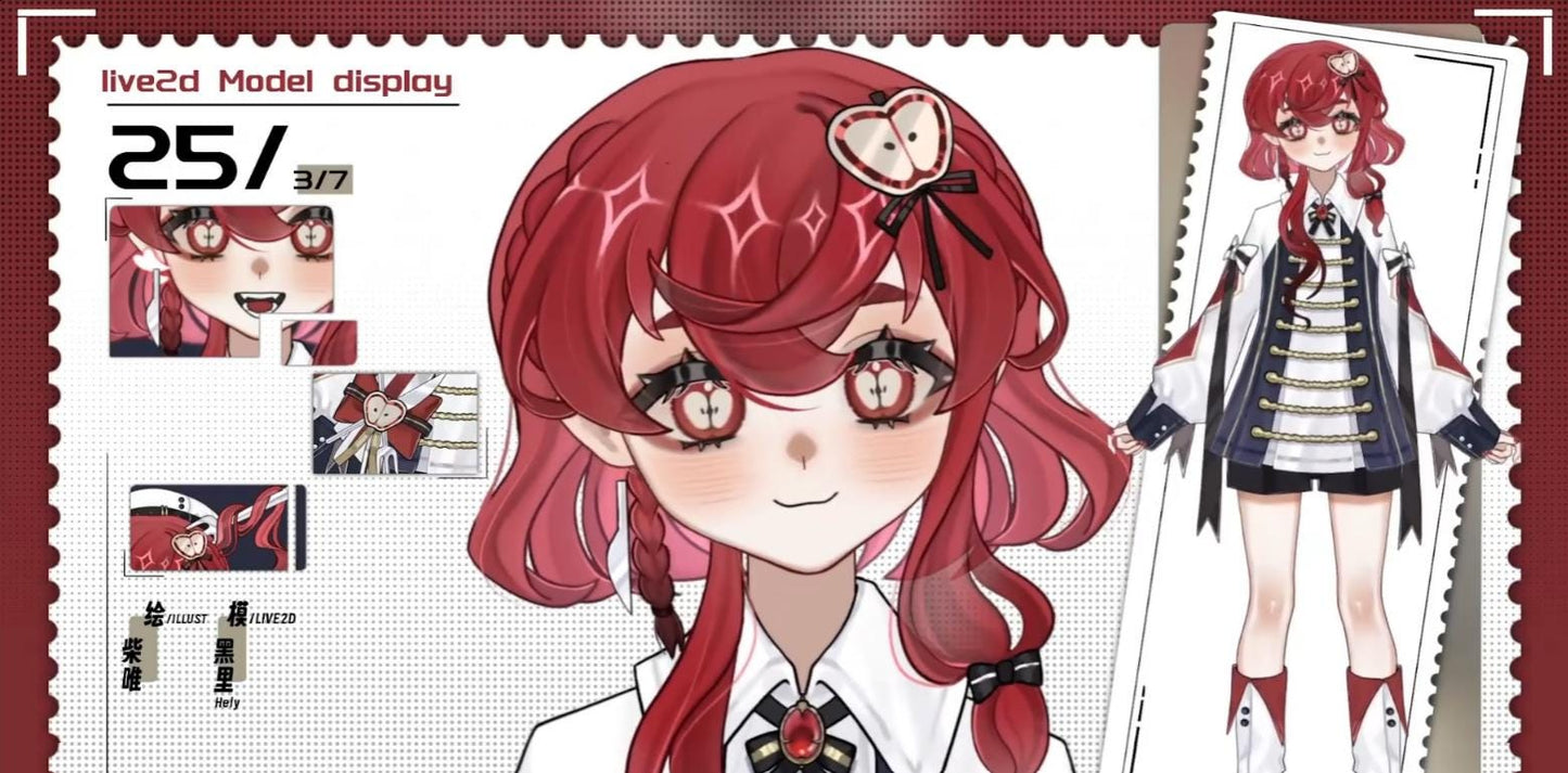 Red-Haired Gothic Academy Vtuber Model – Fully Rigged for Vtube Studio