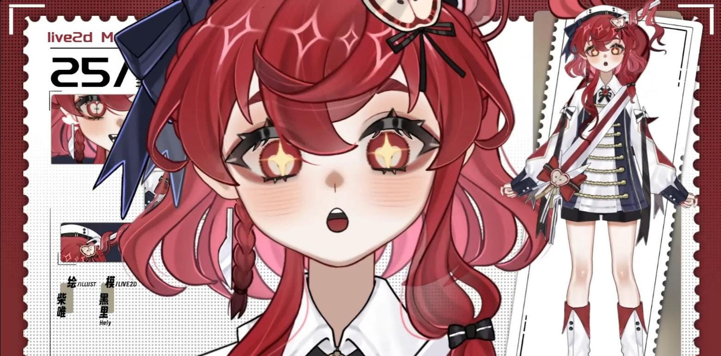 Red-Haired Gothic Academy Vtuber Model – Fully Rigged for Vtube Studio