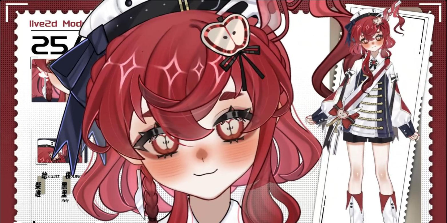Red-Haired Gothic Academy Vtuber Model – Fully Rigged for Vtube Studio