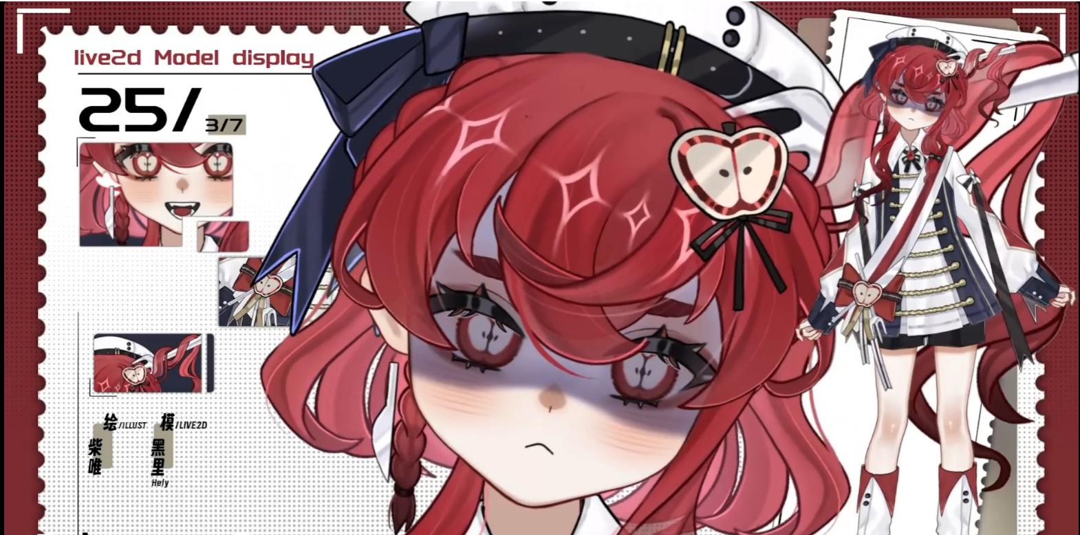 Red-Haired Gothic Academy Vtuber Model – Fully Rigged for Vtube Studio