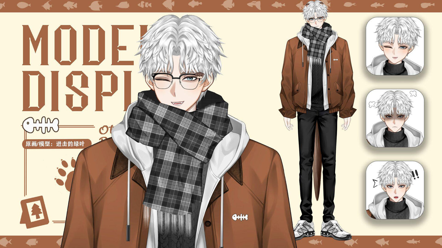 Live2D Vtuber Model – Beast-Ear Salaryman, Full Body Rig