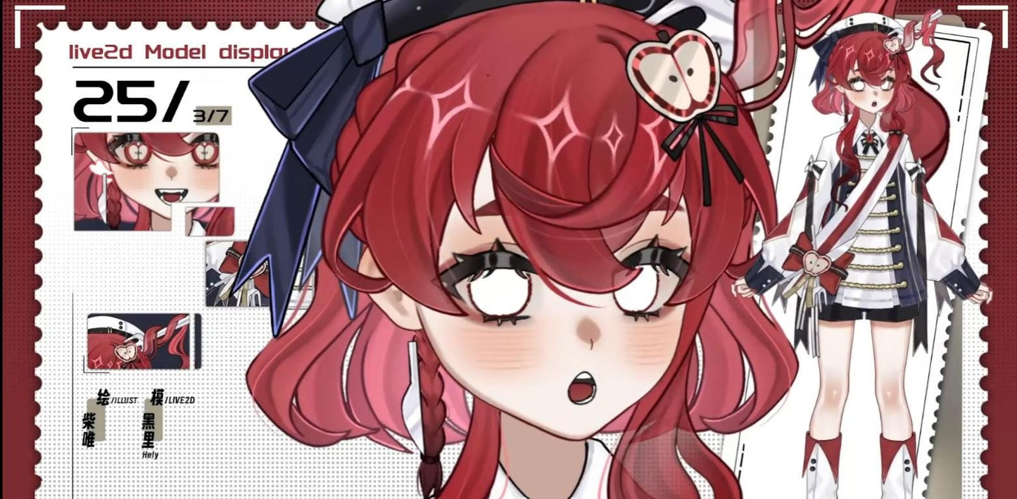 Red-Haired Gothic Academy Vtuber Model – Fully Rigged for Vtube Studio