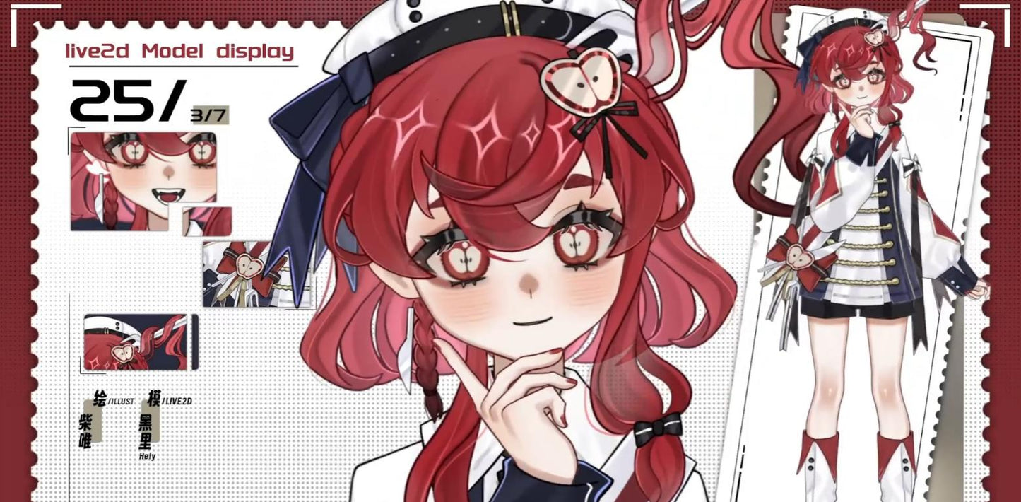 Red-Haired Gothic Academy Vtuber Model – Fully Rigged for Vtube Studio