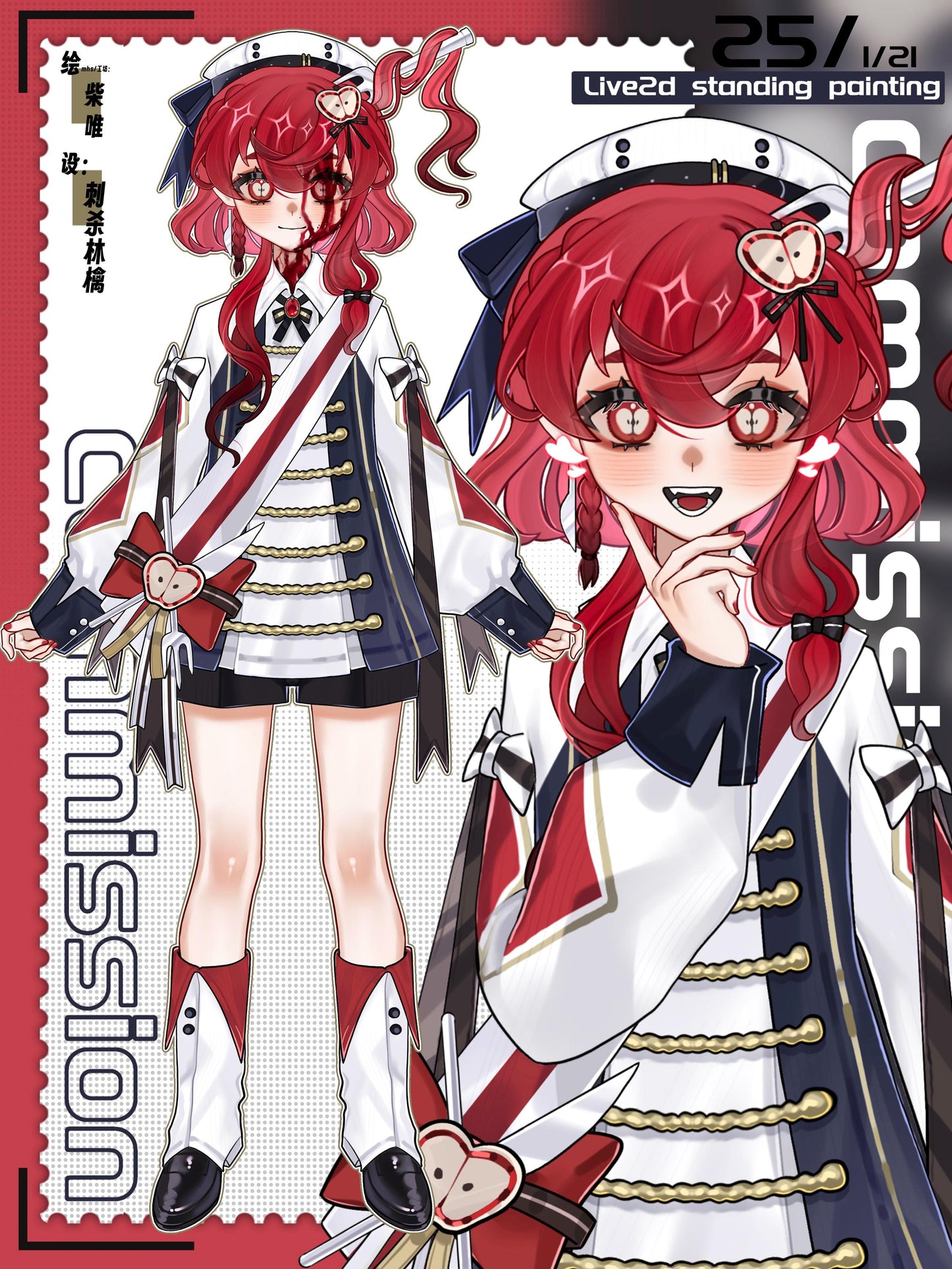 Red-Haired Gothic Academy Vtuber Model – Fully Rigged for Vtube Studio