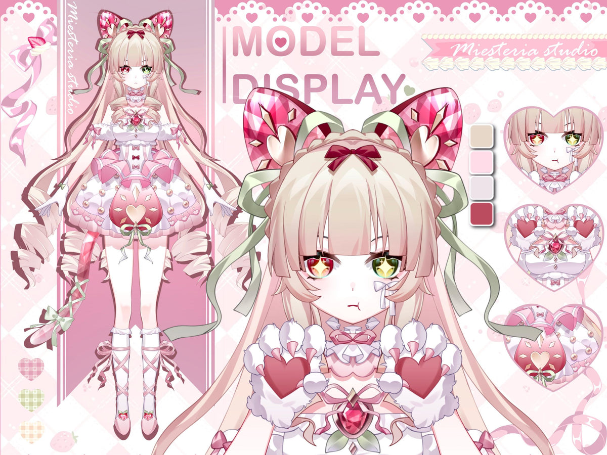 BerryNeko Live2D VTuber Model – Strawberry Cat, VTube Studio Ready