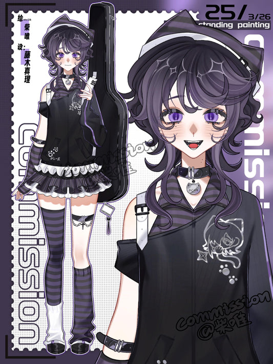 Mari Fujiki Live2D Vtuber Model – Gothic Rocker, Full Body Rig