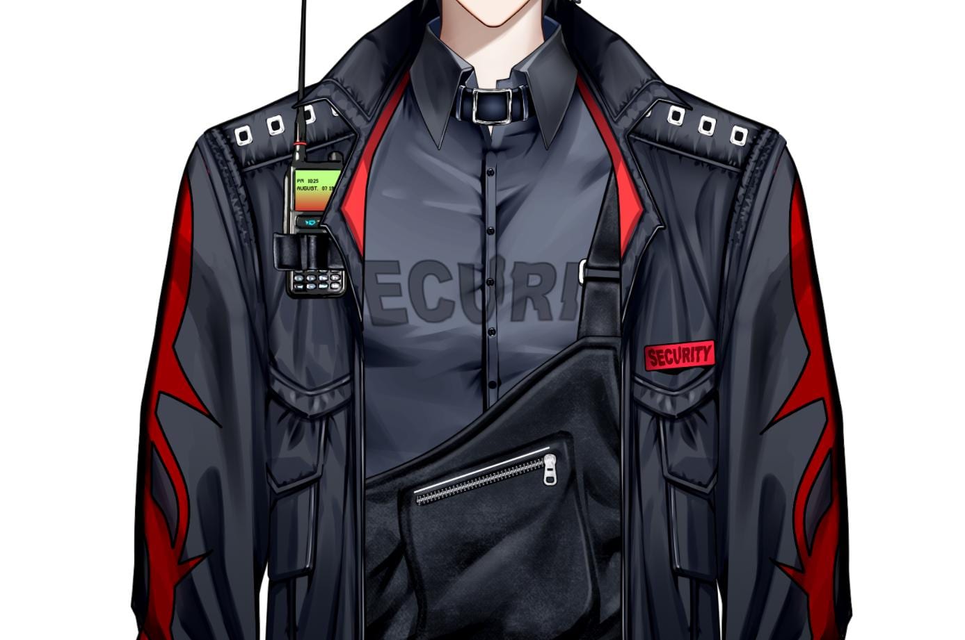 Wolfish Security Officer VTuber Model – Heterochromatic Eyes, Full Body (VTube Studio)