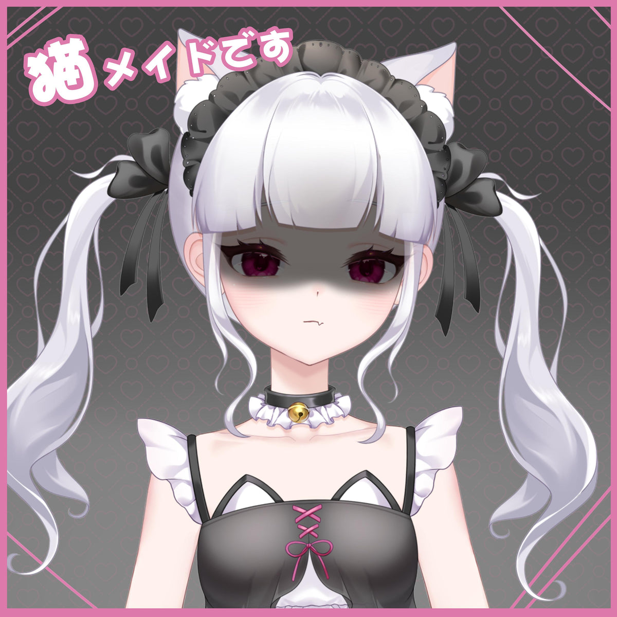 Catgirl Maid Live2D VTuber Model – Silver Twin Tails, Full Body (VTube Studio)