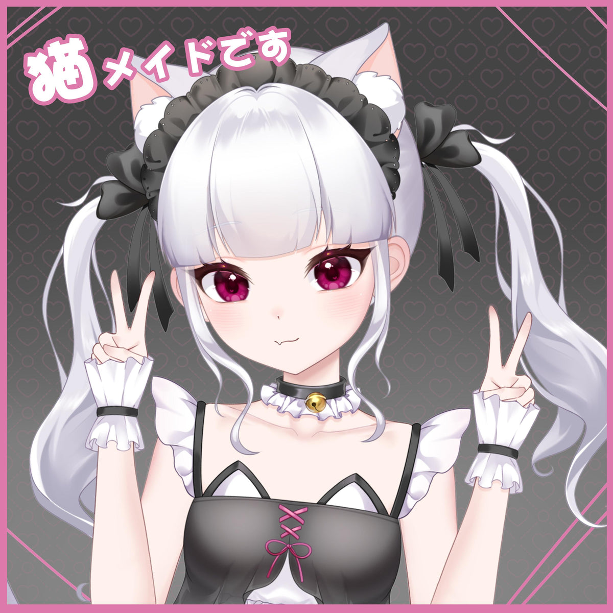 Catgirl Maid Live2D VTuber Model – Silver Twin Tails, Full Body (VTube Studio)
