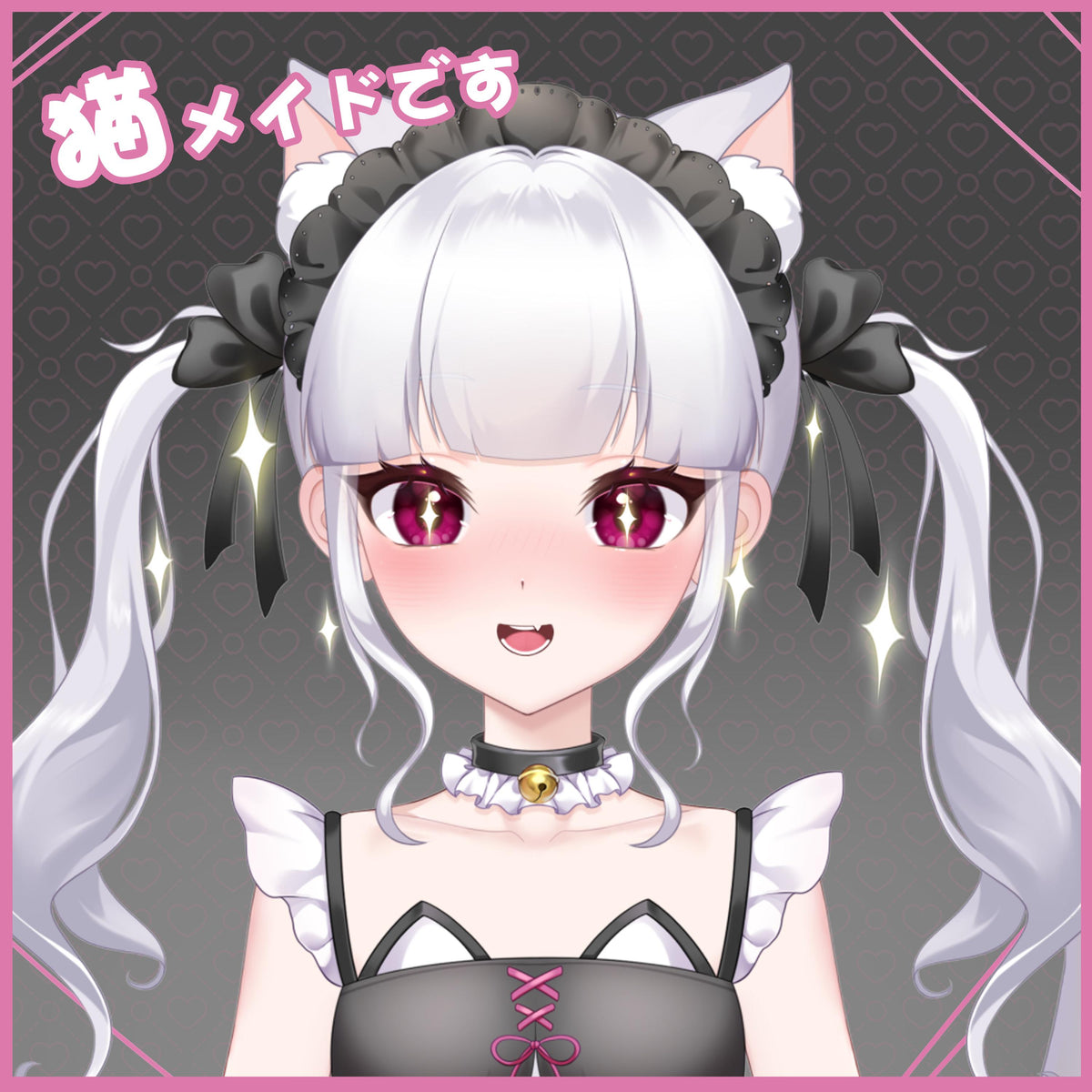 Catgirl Maid Live2D VTuber Model – Silver Twin Tails, Full Body (VTube Studio)