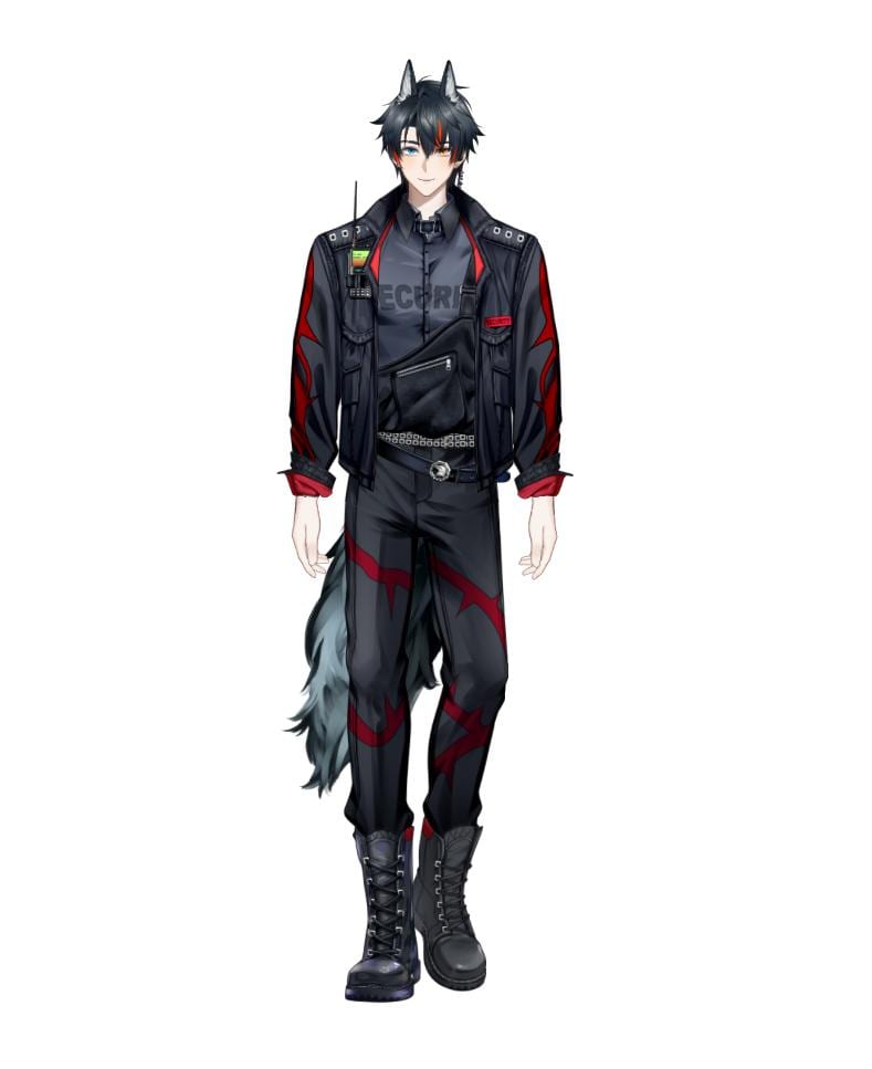 Wolfish Security Officer VTuber Model – Heterochromatic Eyes, Full Body (VTube Studio)