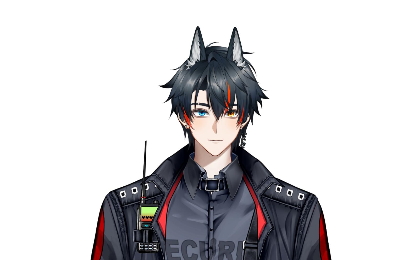 Wolfish Security Officer VTuber Model – Heterochromatic Eyes, Full Body (VTube Studio)