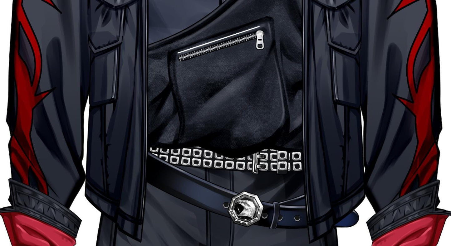 Wolfish Security Officer VTuber Model – Heterochromatic Eyes, Full Body (VTube Studio)