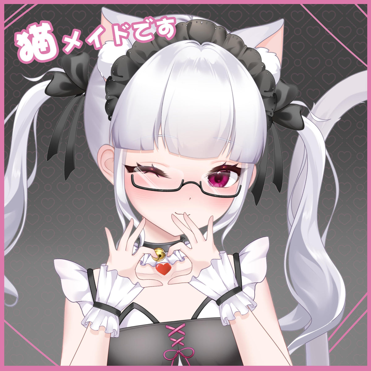 Catgirl Maid Live2D VTuber Model – Silver Twin Tails, Full Body (VTube Studio)