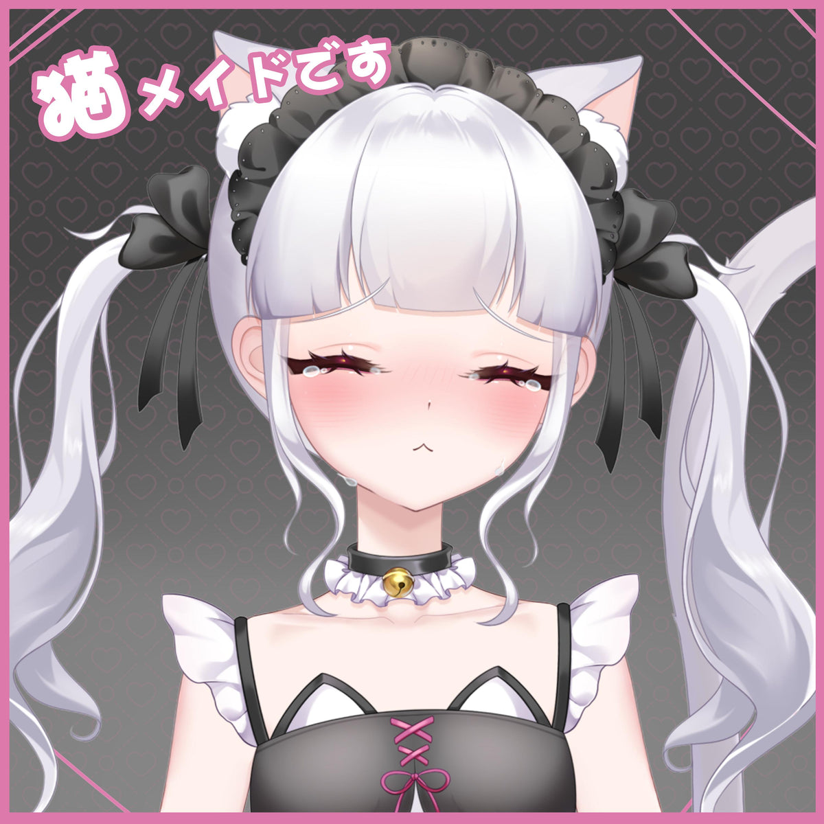 Catgirl Maid Live2D VTuber Model – Silver Twin Tails, Full Body (VTube Studio)