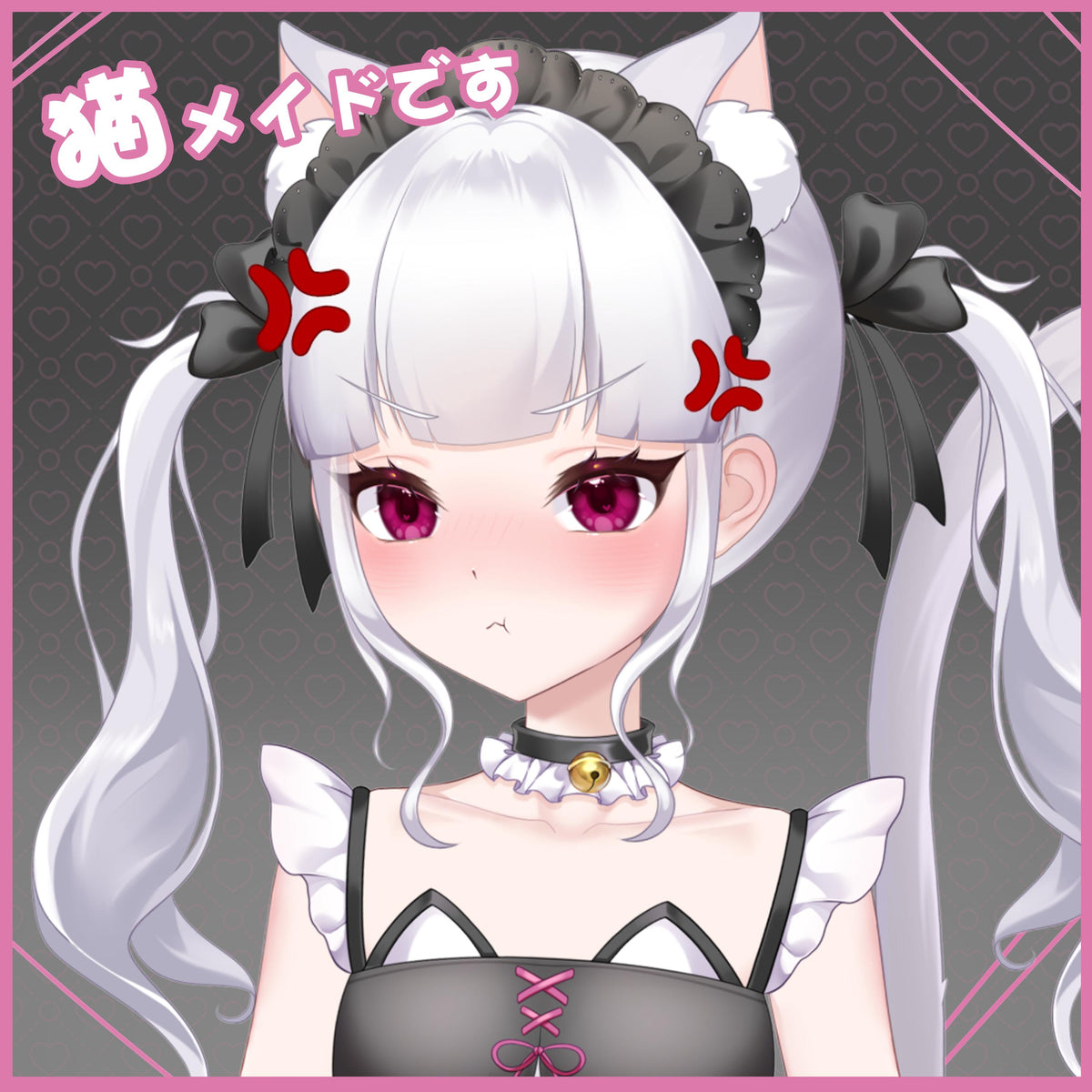 Catgirl Maid Live2D VTuber Model – Silver Twin Tails, Full Body (VTube Studio)
