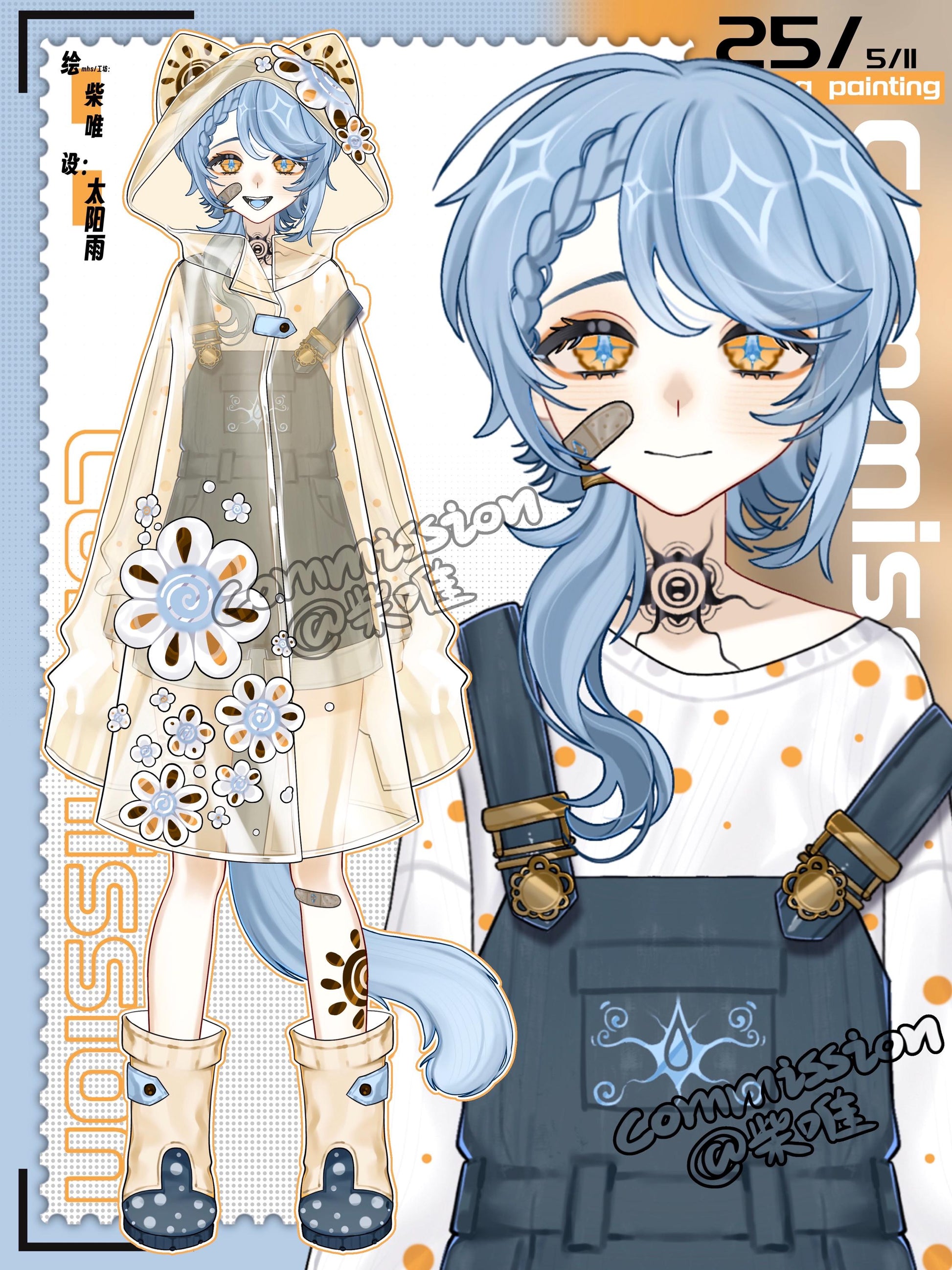 Sunshower Vtuber Model – Blue Hair, Golden Eyes, Ready to Use