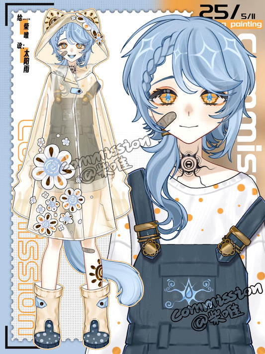 Sunshower Vtuber Model – Blue Hair, Golden Eyes, Ready to Use